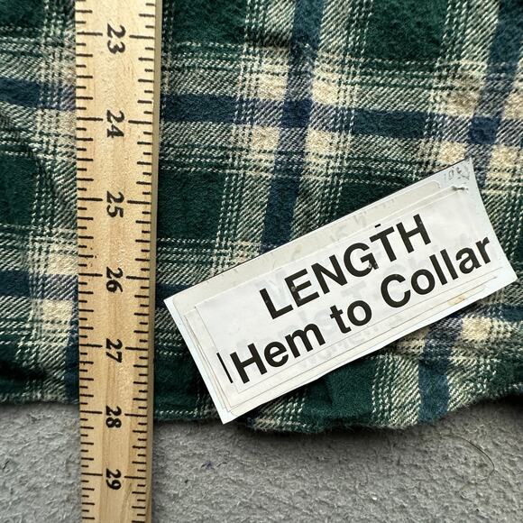 Levis Flannel Green Plaid Button Shirt Mens XL Relaxed Fit Long Sleeve Pockets - Picture 4 of 10